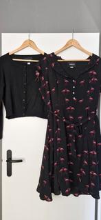 Collectif Flamingo Jurk + Vest - Maat XXL, Kleding | Dames, Jurken, Collectif, Verzenden, Zwart, Maat 46/48 (XL) of groter