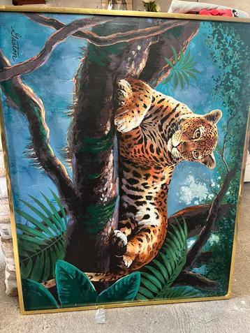 Groot schilderij panter beschikbaar voor biedingen