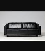 Rolf Benz 350 Zwart Lederen Bank - Goede Staat!, Huis en Inrichting, Banken | Bankstellen, Ophalen, Gebruikt, Driepersoons, Rechte bank