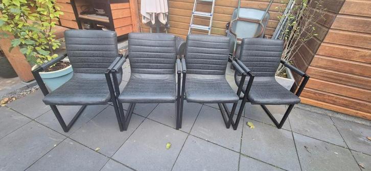 4 Antraciet Grijze Eetkamerstoelen, Antiek en Kunst, Antiek | Meubels | Stoelen en Banken, Ophalen