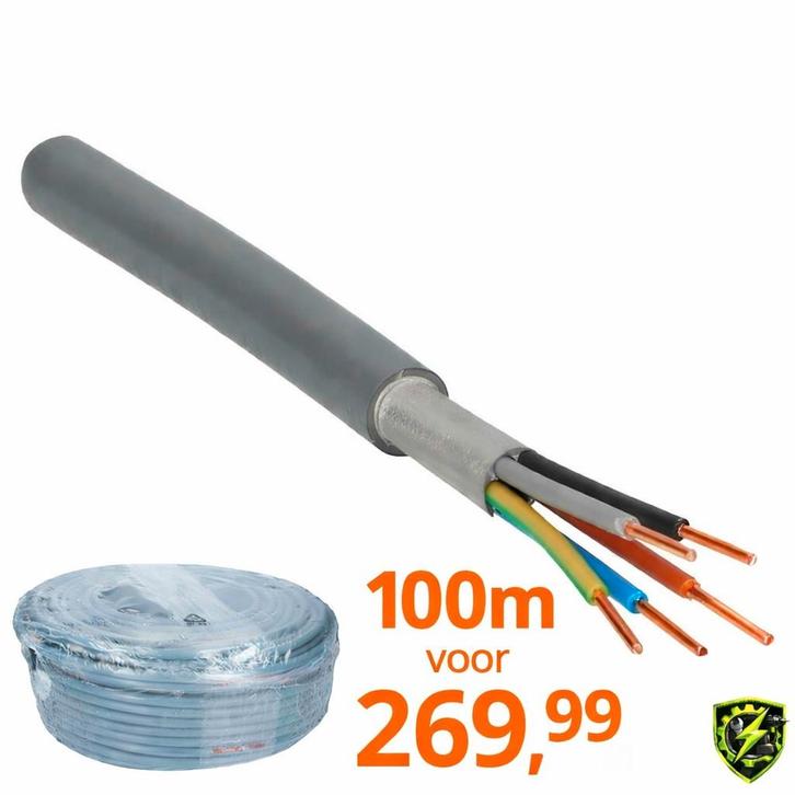 YMvK 5x4mm²  per rol van 100 meter, Doe-het-zelf en Verbouw, Elektra en Kabels, Nieuw, Kabel of Snoer, Ophalen of Verzenden