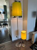 Set van 3 rvs lampen met lichtgroene kappen, Gebruikt, Ophalen of Verzenden, Metaal, Modern