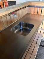 Bar 175x81x128cm met RVS werkblad/spoelbak, kraan en afvoer, Huis en Inrichting, Ophalen, Gebruikt