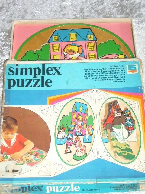 Simplex Houten Puzzel Het Soldaatje/ Met Doos V&D, Antiek en Kunst, Antiek | Speelgoed, Ophalen