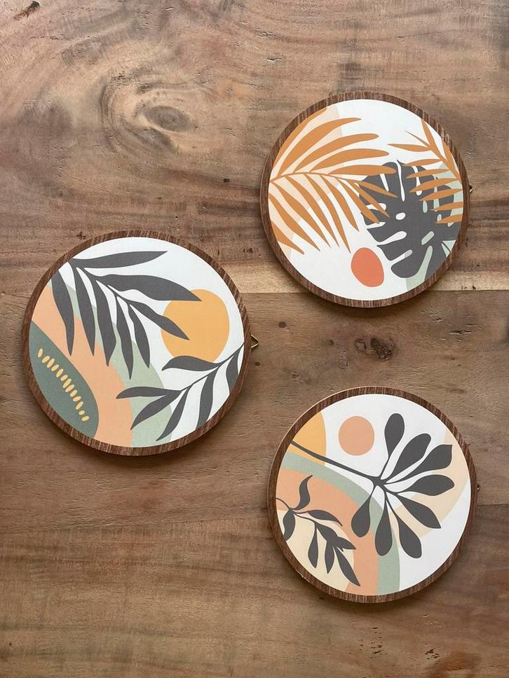 3 hele leuke moderne wandborden ( 20 cm doorsnee), Huis en Inrichting, Woonaccessoires | Wanddecoraties, Nieuw, Ophalen of Verzenden