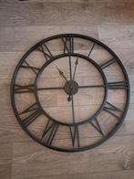 Grote Metalen Wandklok - Zwart, Ophalen, Zo goed als nieuw, Analoog, Wandklok