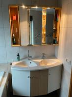 Wastafelmeubel met 2 wasbakken + spiegelkast, Huis en Inrichting, Badkamer | Badkamermeubels, Ophalen, Gebruikt, 100 tot 150 cm