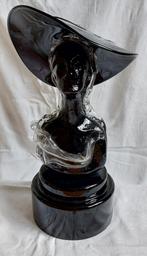 Originele Tamaian, glazen buste vrouw met hoed. Gesigneerd., Ophalen