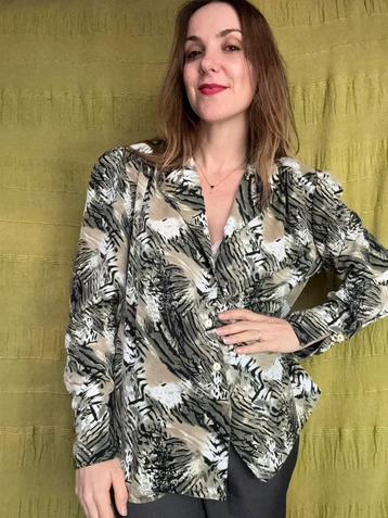 Vintage blouse - print - panterprint - groen - 40/L/large beschikbaar voor biedingen