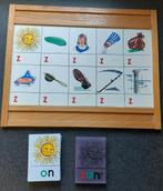 Houten schoolplank met bijbehorende kaartjes ( Vintage), Antiek en Kunst, Curiosa en Brocante, Ophalen of Verzenden