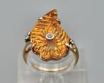 Gouden Vintage design ring  citrien en diamant. 2025/400, 18 tot 19, ., Oranje, Ophalen of Verzenden