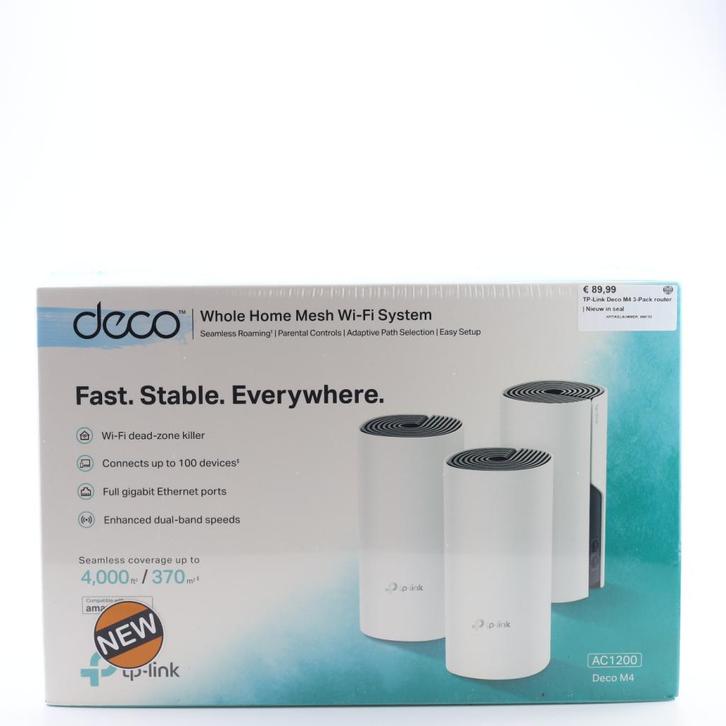 TP-Link Deco M4 3-Pack router | Nieuw in seal, Computers en Software, Netwerk switches, Zo goed als nieuw