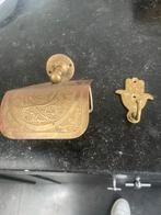 Messing Toiletrolhouder en Handdoekhaak, Huis en Inrichting, Ophalen of Verzenden, Gebruikt, Geel, Overige typen