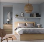 MALM bed Ikea 140x200, Ophalen, Wit, Tweepersoons, 140 cm
