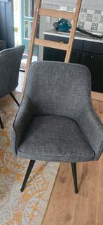 6 eetkamer stoelen. Grijs met zwarte poten., Ophalen, Gebruikt, Stof, Grijs