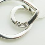 Zilveren hanger met diamant aan collier, Gebruikt, Verzenden, Nvt, Met edelsteen