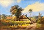 A.J. van Prooijen (1834-1898) - Boeren stel op pad, Antiek en Kunst, Kunst | Schilderijen | Klassiek, Ophalen of Verzenden