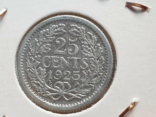 25 cent 1925 zilver nr.2 (08), Postzegels en Munten, Munten | Nederland, 25 cent, Koningin Wilhelmina, Zilver, Ophalen of Verzenden