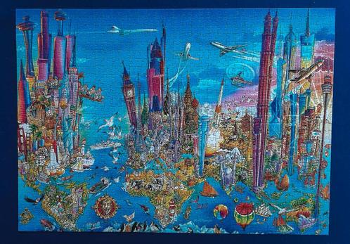 King Grazy World puzzels 2 in 1, Hobby en Vrije tijd, Denksport en Puzzels, Zo goed als nieuw, Legpuzzel, 500 t/m 1500 stukjes