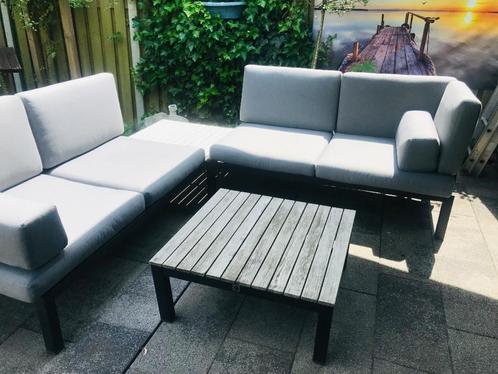 Loungeset, Tuin en Terras, Tuinsets en Loungesets, Zo goed als nieuw, Loungeset, Aluminium, 6 zitplaatsen, Bank, Bijzettafel, Ophalen