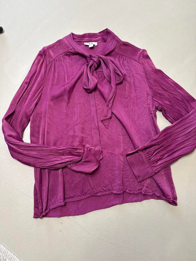 Paarse suede look blouse maat 38, Kleding | Dames, Blouses en Tunieken, Ophalen of Verzenden, Zo goed als nieuw, Maat 38/40 (M)