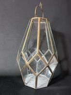 Zware kwaliteit glazen en messing lantaarn kaarsenhouder., Ophalen of Verzenden