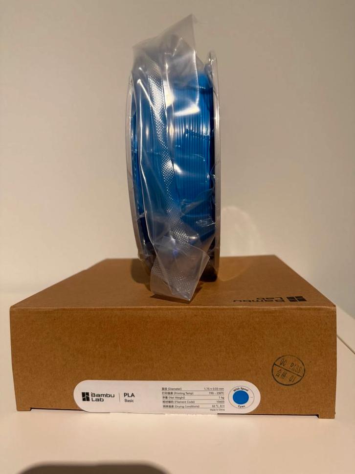 Bambu Lab PLA Basic Spool Filament - Cyan - 10603, Computers en Software, 3D-printerbenodigheden, Nieuw, Ophalen of Verzenden