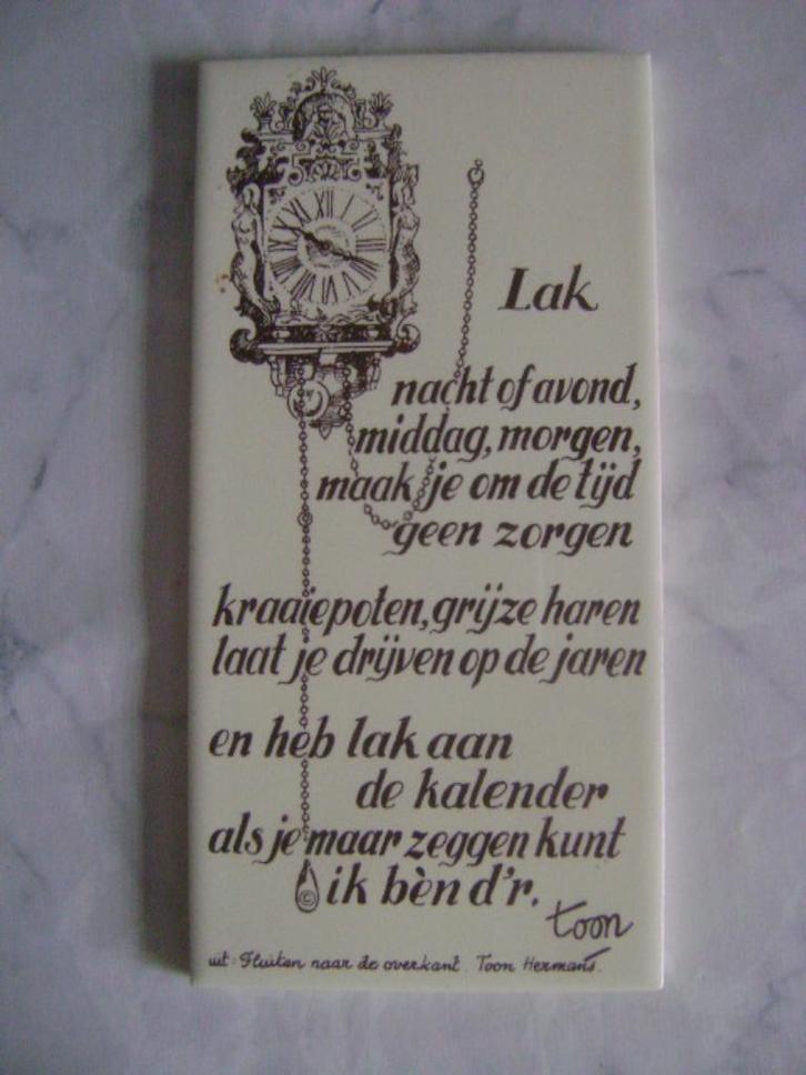 spreuktegel toon hermans, Huis en Inrichting, Woonaccessoires | Tekstborden en Spreuken, Gebruikt, Ophalen of Verzenden