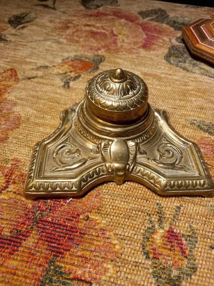 Franse messing inktpot, Antiek en Kunst, Antiek | Koper en Brons, Ophalen of Verzenden