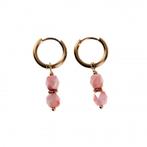 Ø14mm Oorbellen Dames Verguld RVS Oorringen Koraalroze Kleur, Met kristal, Overige materialen, Hangers, Birgitta-Gracht 33, 6465 EL Kerkrade, Nederland