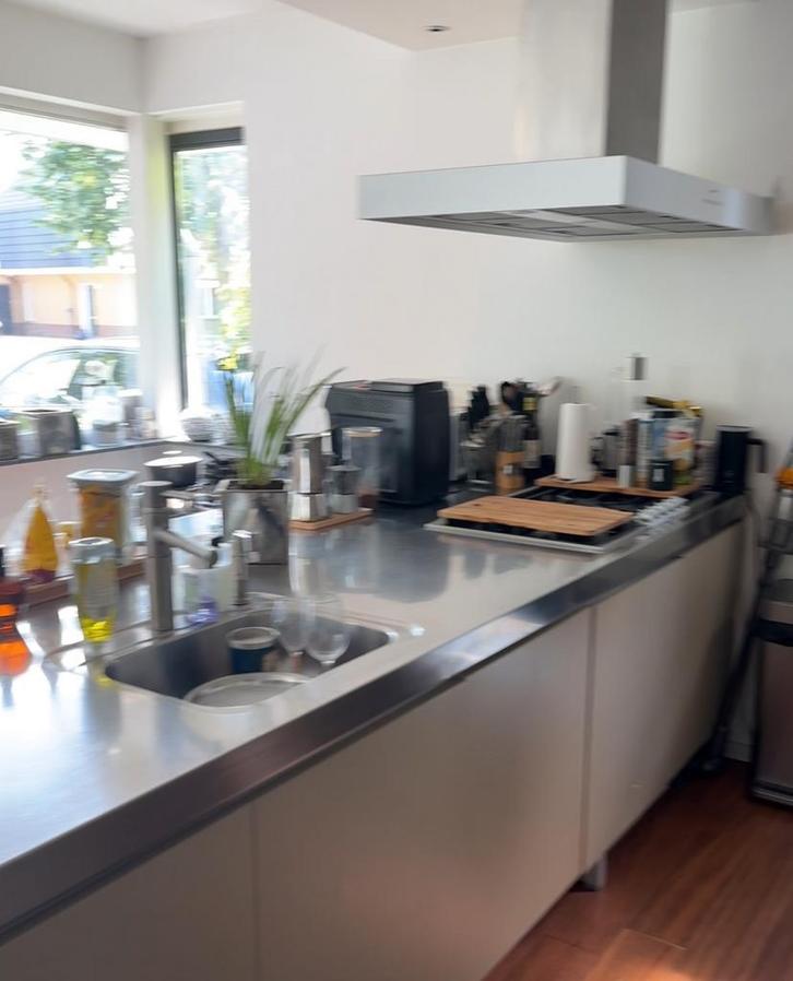 RVS Aanrechtblad Kookeiland 3x1.2m, Huis en Inrichting, Keuken | Complete keukens, Gebruikt, Overige typen, Grijs, Staal of Rvs