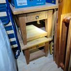 2 Teakhouten Bijzettafels 50x50cm, Minder dan 55 cm, Gebruikt, Vierkant, Hout