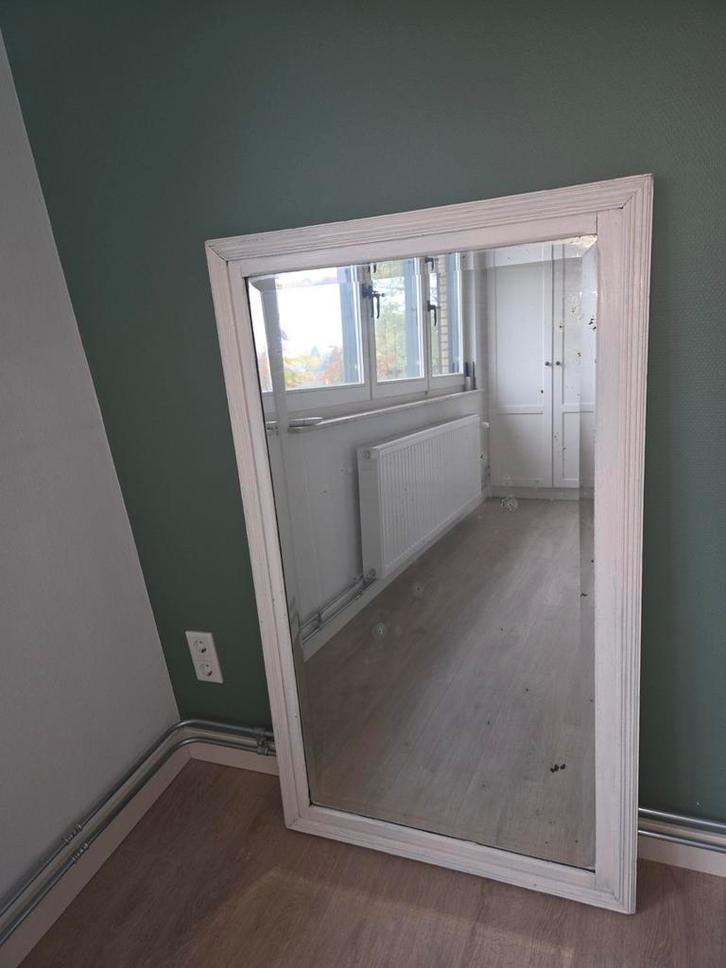 Grote Houten Spiegel met Facet Geslepen Glas, Huis en Inrichting, Woonaccessoires | Spiegels, Gebruikt, 75 tot 100 cm, 100 tot 150 cm