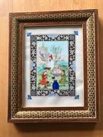 Perzische Miniatuur in Khatam Kari lijst, Antiek en Kunst, Ophalen of Verzenden