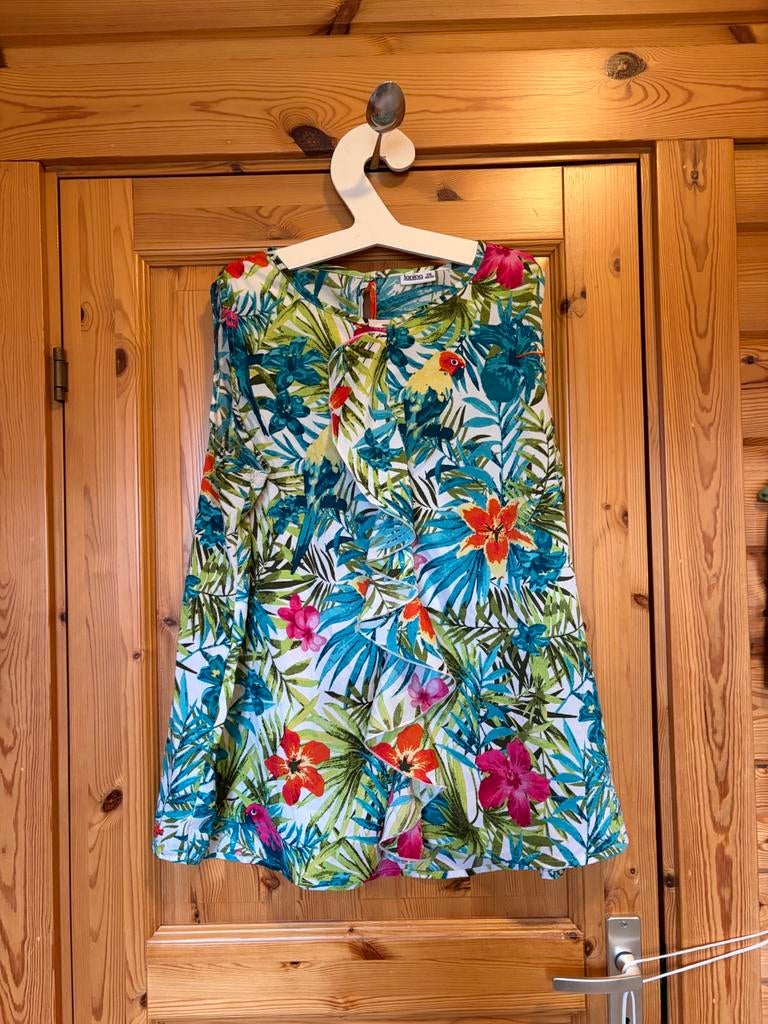 Top janina 48/50 groen blauw papegaai oto 67 lengte 78, Ophalen of Verzenden, Zo goed als nieuw, Groen, Shirt of Top
