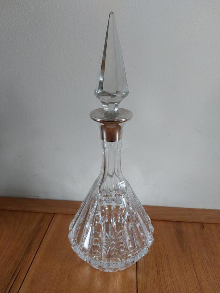 Kristallen karaf met zilveren hals, Antiek en Kunst, Antiek | Glas en Kristal, Ophalen of Verzenden