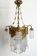 Vintage kroonluchter, hanglamp glas, glazen staafjes, Ophalen, Gebruikt, -, -