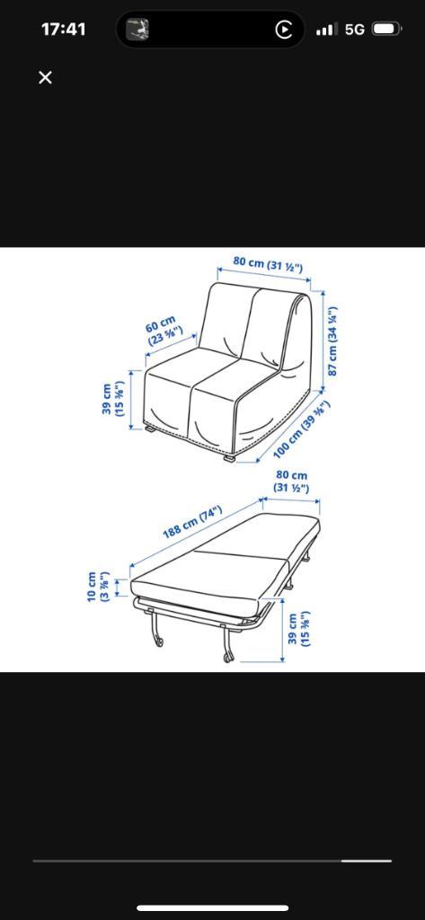IKEA 1 persoon Slaapbank, Huis en Inrichting, Slaapkamer | Slaapbanken, Zo goed als nieuw, Eenpersoons, Crème, Ophalen