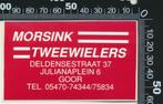 Sticker: Morsink Tweewielers - Goor, Ophalen of Verzenden, Zo goed als nieuw, Bedrijf of Vereniging