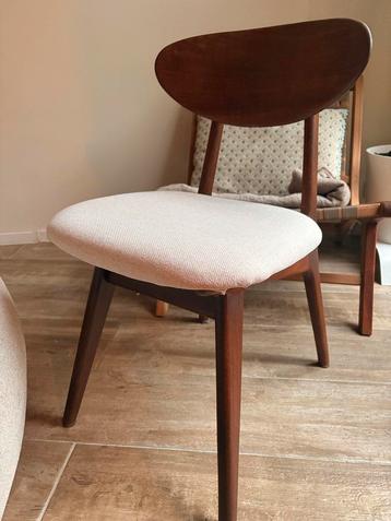 Van Teeffelen Eetkamerstoel Teak, Beige Bekleding beschikbaar voor biedingen