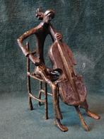 Bronzen beeld muzikant met cello, Antiek en Kunst, Ophalen of Verzenden