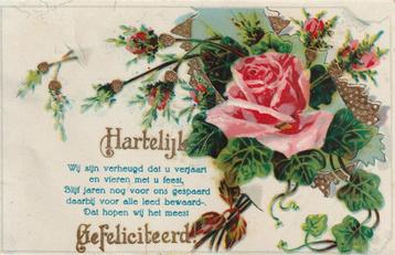 GOUDOPDRUK ROOS ROZEN UIT 1930 ZEER MOOIE KAART KH669 beschikbaar voor biedingen