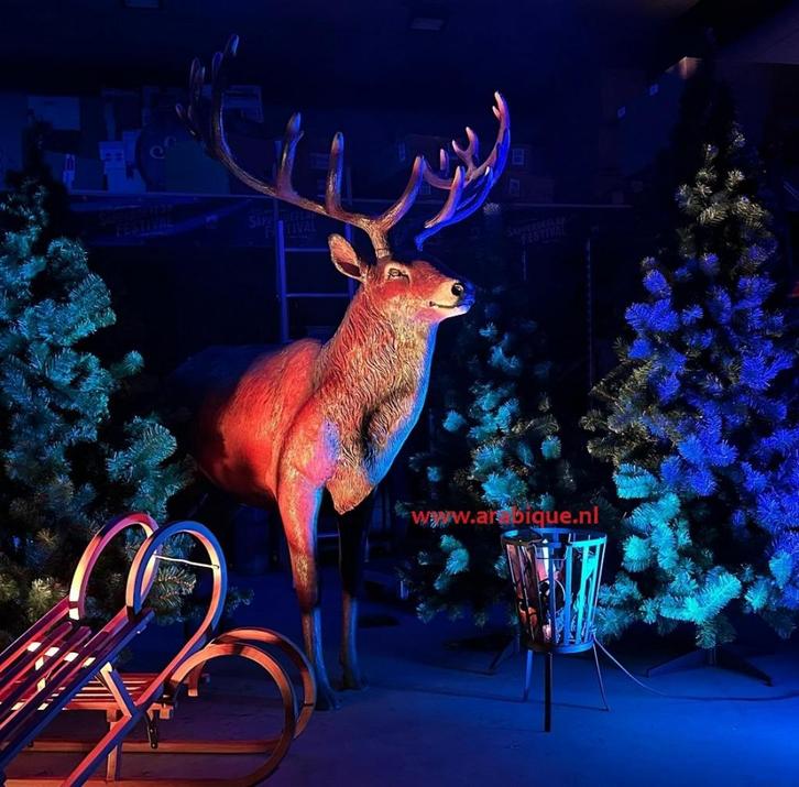 Kerst  ,  Kerstman  Kaars  Hert Arrenslee  Rendier sneeuwpop, Tuin en Terras, Tuinbeelden, Nieuw, Kunststof, Ophalen of Verzenden