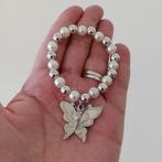 Armbandje met vlinder, Ophalen of Verzenden, Gebruikt, Zilver, Met bedels of kralen