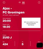 Ajax- Fc Groningen, Tickets en Kaartjes, Seizoenskaart, Twee personen, November