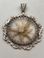 Oude vintage zilveren (800) kettinghanger met edelweiss, Sieraden, Tassen en Uiterlijk, Kettinghangers, Gebruikt, Wit, Ophalen of Verzenden