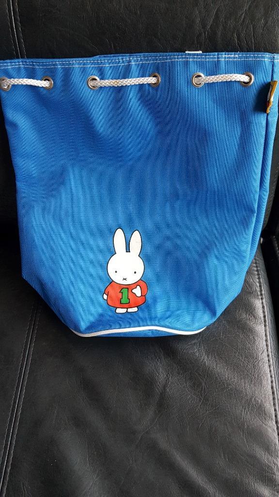 Vintage Nijntje zwemtas, gymtas, rugtas, blauw canvas. 6B11, Sieraden, Tassen en Uiterlijk, Tassen | Schooltassen, Gebruikt, Overige typen