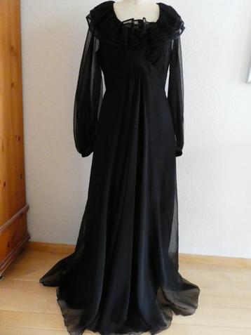 Cocktail Hoffmann jurk maat 38 maxi gala zwart VINTAGE 70's beschikbaar voor biedingen