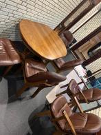 houten tafel met 6 stoelen 2 met leuning 4 zonder leuning, Ophalen of Verzenden, Gebruikt, Hout, 4 tot 6 stoelen