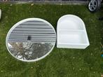 Spiegel vtwonen + wandplak wit zgan, Ophalen, Minder dan 50 cm, Rond, Zo goed als nieuw